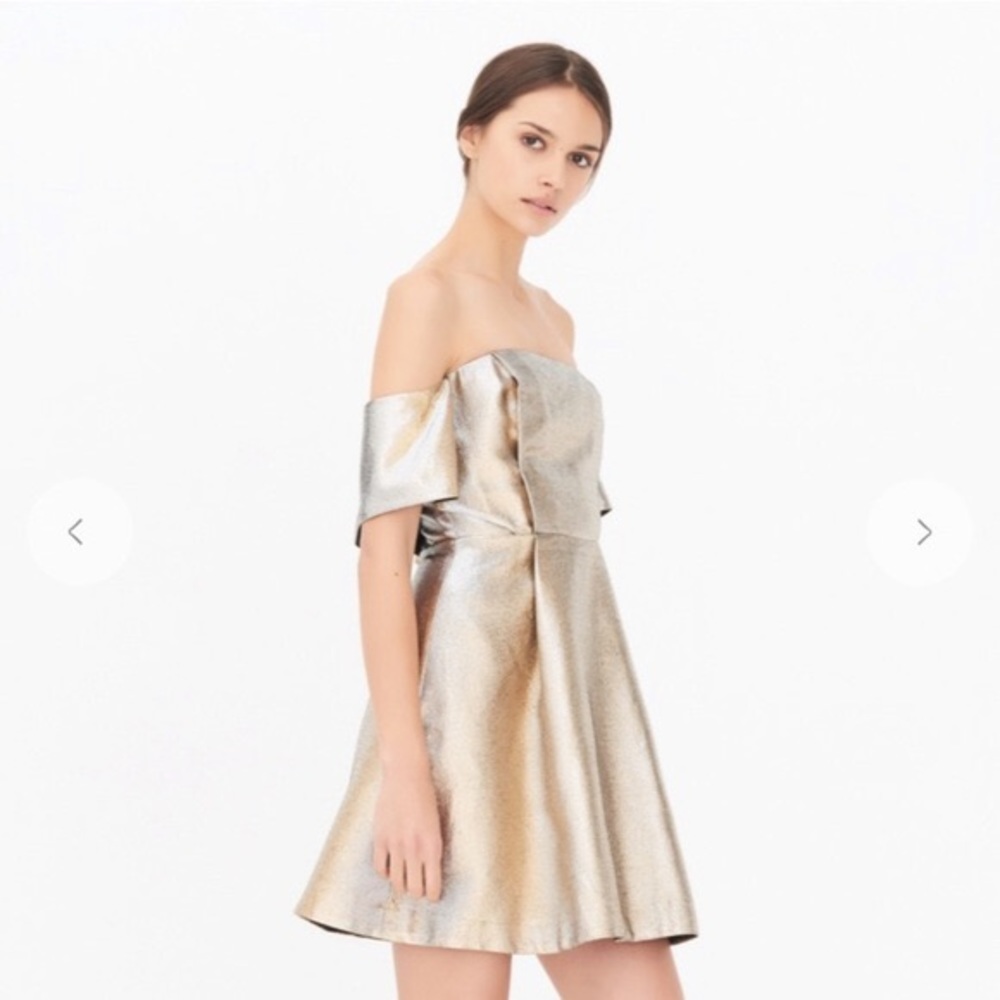 Sandro Gold Off-Shoulder Dress
